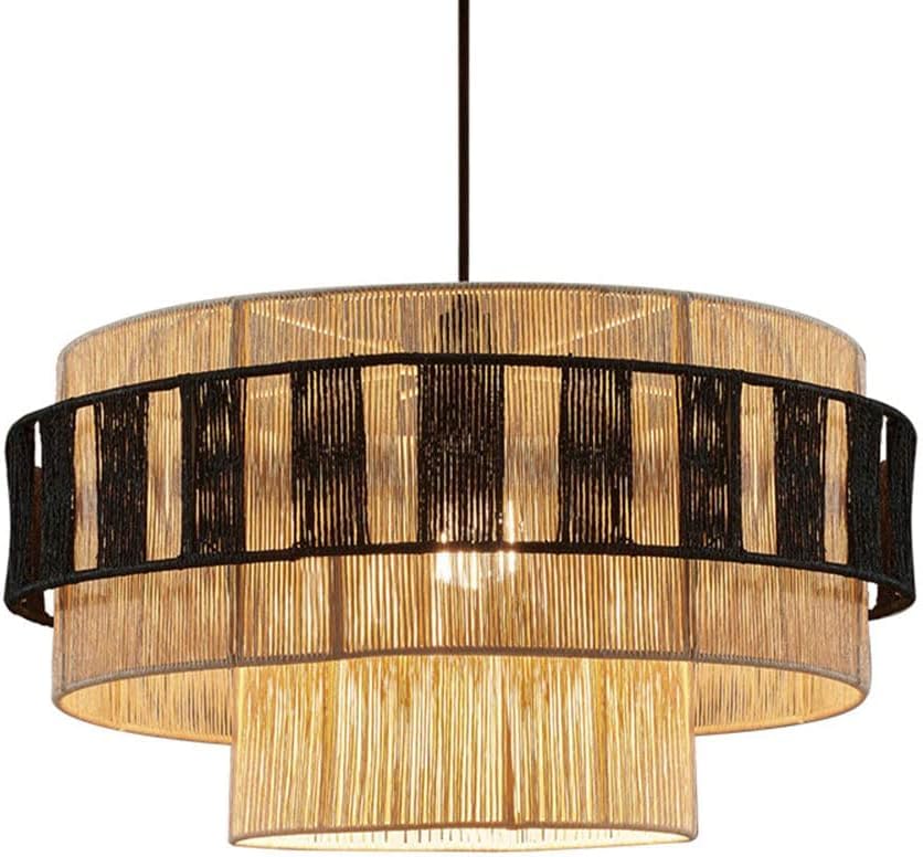 Metal wicker ceiling lamp ZR98US lustre suspension en corde de chanvre tressée