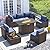 UDPATIO Outdoor Patio Furniture Set with Fire Pit Table, 8 Piece Outdoor Sectional Sofas, All-Weather Wicker Patio Conversation Set for Garden, Backyard Navy Blue