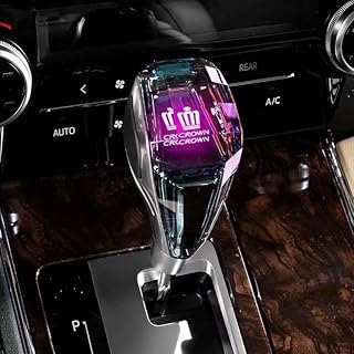 クラウン シフトギア シフトノブ シフトレバー K9クリスタル アップグレード LED イルミネーション タッチセンサー 7色 点灯 ギアスティックシフトノブ ギアノブ カーシフターヘッド M8 汎用 エッジプレート発光タイプ 自動点灯 (クラウン)