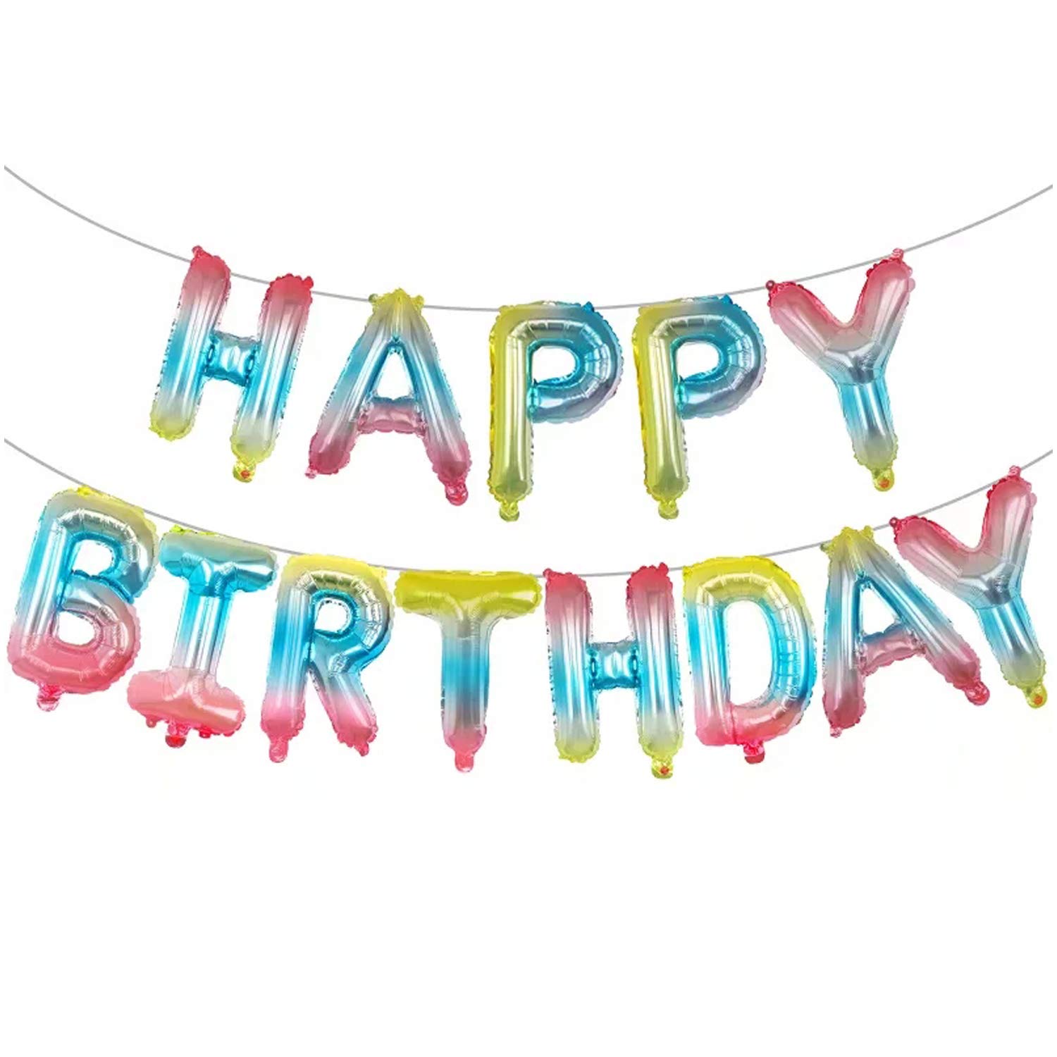 Buy Rainbow Happy Birthday Balloons Letters Large, 16 inch Rainbow