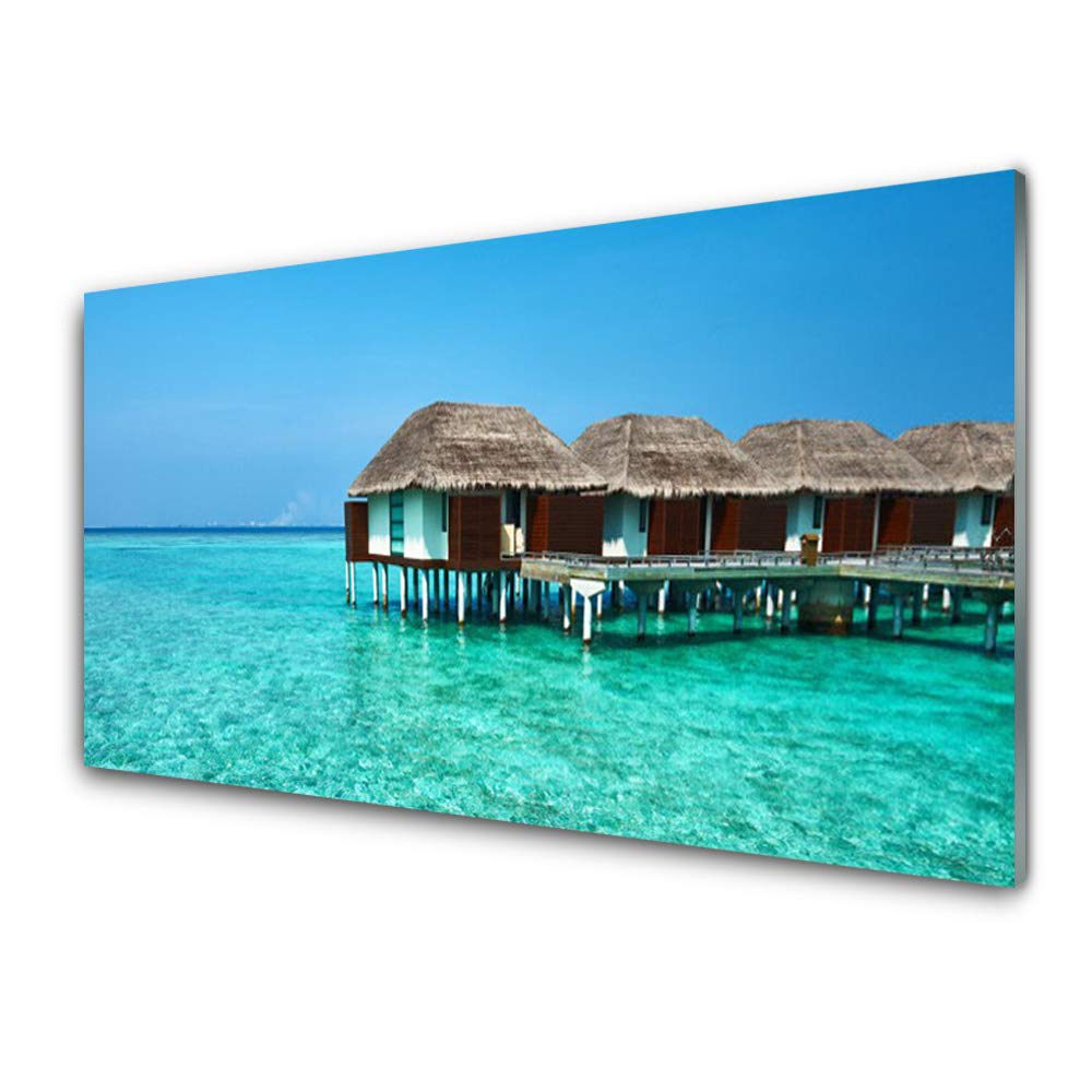 Tableau mural moderne 100x50cm impression sur verre trempé architecture de la mer