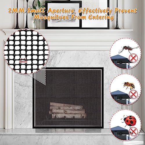 Fireplace Screen Mesh Cover Pvc Fireplace Cover Pet Proof With Hooks And Loops Fireplace Safety Cover For Kids To Prevent Near Idle Fireplace Pet Cover Net For Fireplace To Keep Bugs Out 39×32 #TOP2