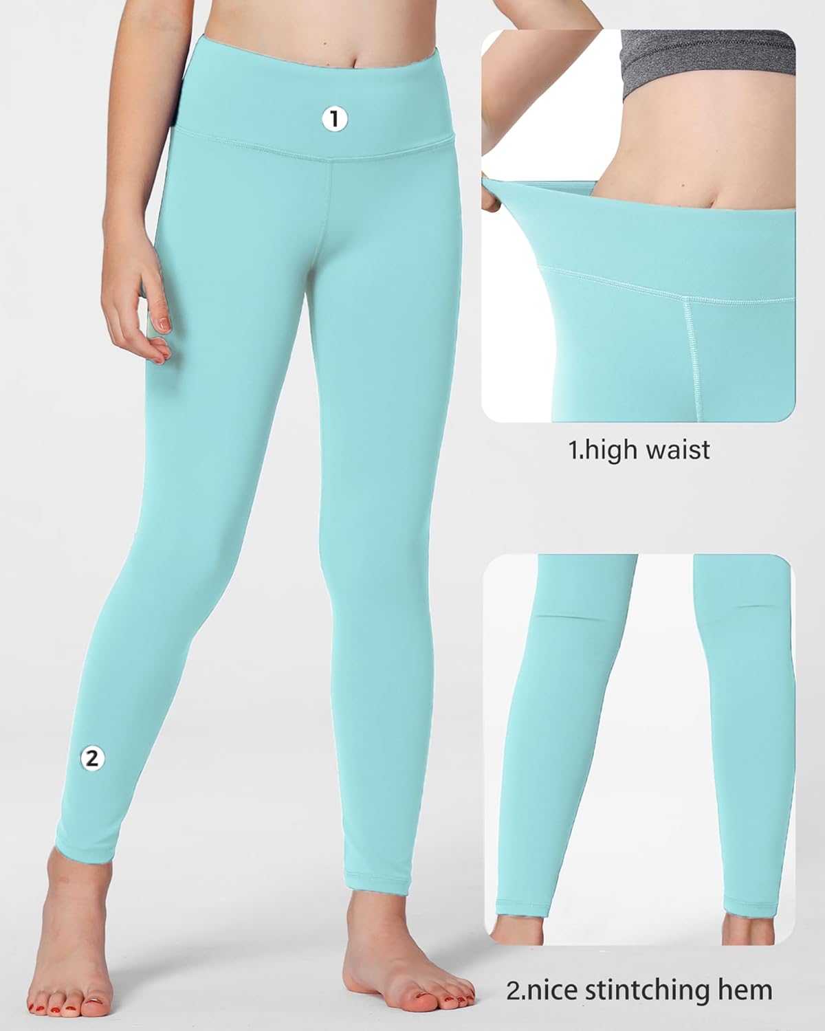 Stelle Girls Athletic Leggings Kids Dance Workout Running Yoga Pants with Hidden Pocket - Image 5