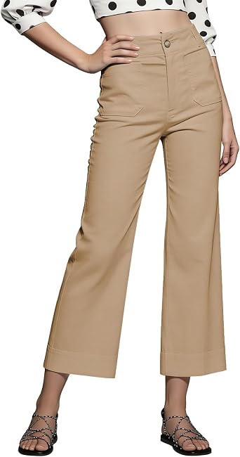 Senllen Womens Wide Leg Pants 2026 Trendy High Waisted Stretchy Capri Pants for Women Work Business Casual Trousers