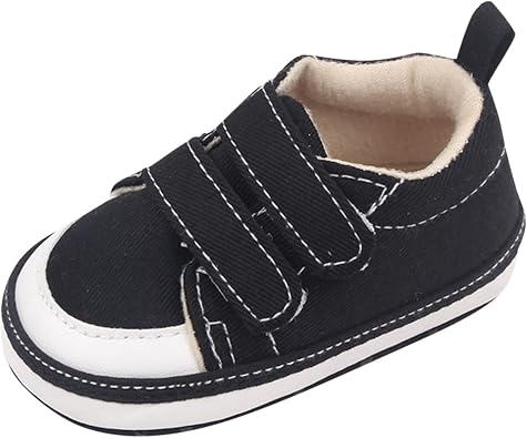 Baby Canvas Sneakers Infant First Walkers Non Slip Soft Sole Crib Casual Shoes Newborn Hook Loop Tennis Shoes