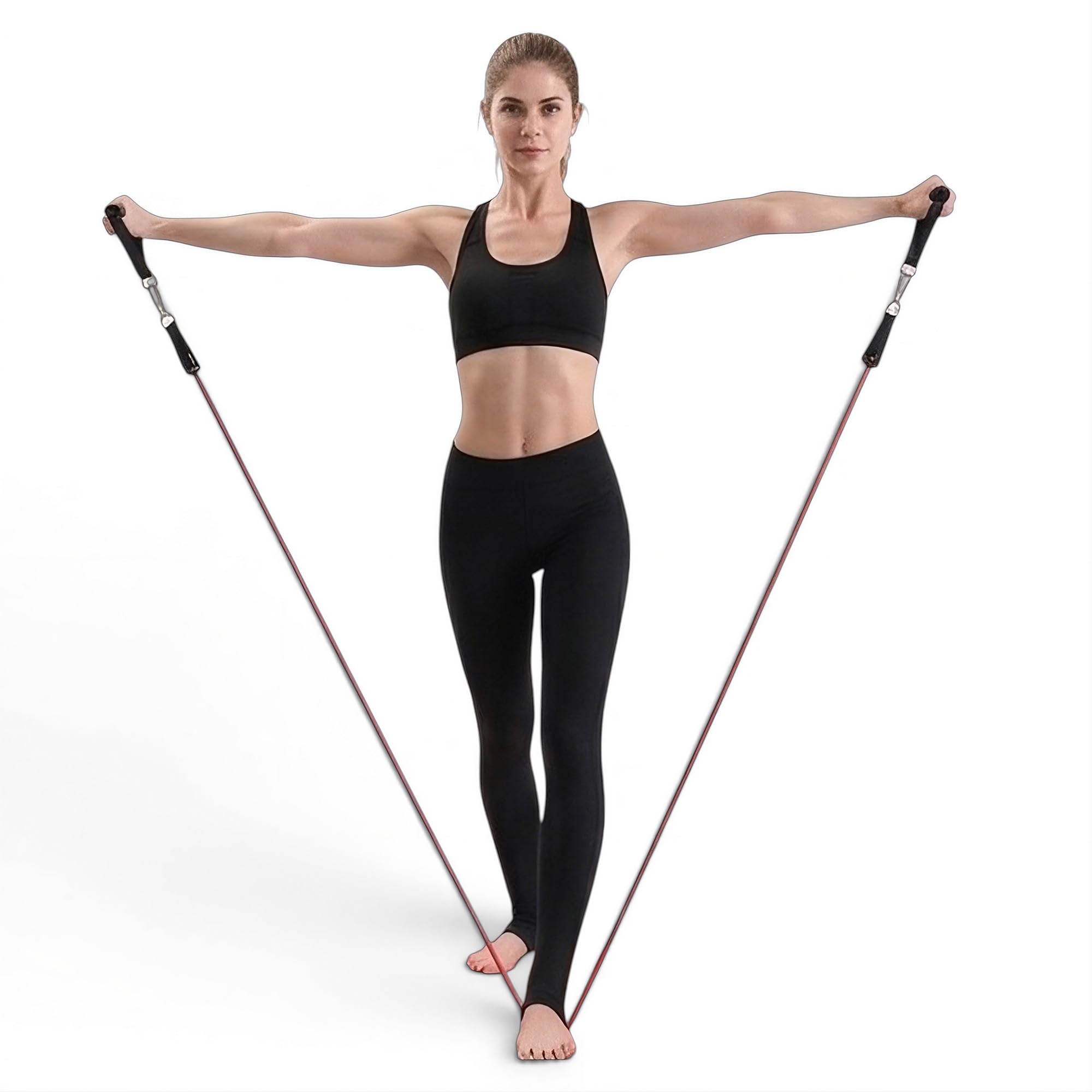 Kit Allenamento Smart Pro con Barra Modulare e 5 Elastici Fitness in TPR (5-25 kg), Set Bande Elastiche di Resistenza con Maniglie, Cavigliere e Ancoraggio Porta, Sacca Inclusa