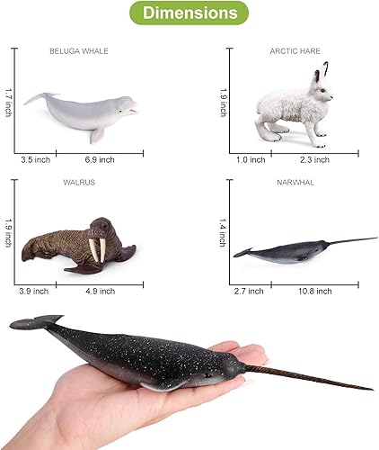 Miniatura 5 de Volnau Figuras de juguetes de criaturas marinas, 9 piezas de figuras de animales del océano del círculo ártico para niños pequeños, decoración de