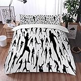 Qinniii 3 Teilig Bettgarnitur Bettwäsche,American Football Spieler Silhouetten,Gemütlich 3D Mikrofaser Bettbezug Set + 2 Kissenbezug 135 x 200 cm