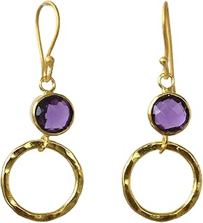 Veracity Jewelry Amethyst Earrings - Blue Purple stone Earrings - Boho Earrings - Handmade Earrings - Earrings for Women- Best Selling Jewelry - Organic Earrings - Gold Plated Earrings - Earrings for girls - Gemstone Earrings - VE-268
