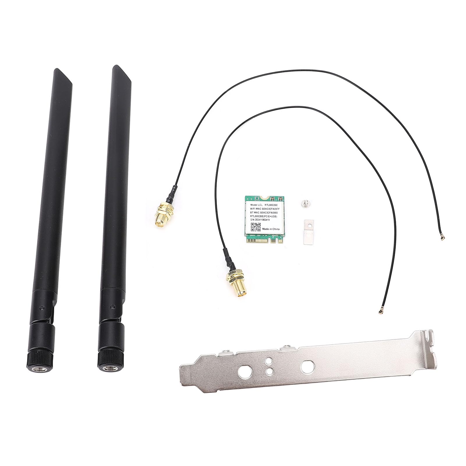 Wakects Scheda WiFi M.2 Scheda di Rete Wireless WiFi 6 1800Mbps PCB RTL8852BE con Bluetooth 5.2 Dual Band MU MIMO per 11 Streaming (Staffa per antenna esterna)