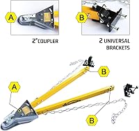 Vista 3 de Barra de remolque de 5,000 libras de capacidad, acoplador de 2 pulgadas, ancho de apertura de 41 pulgadas, soporte de parachoques con cadenas, RV