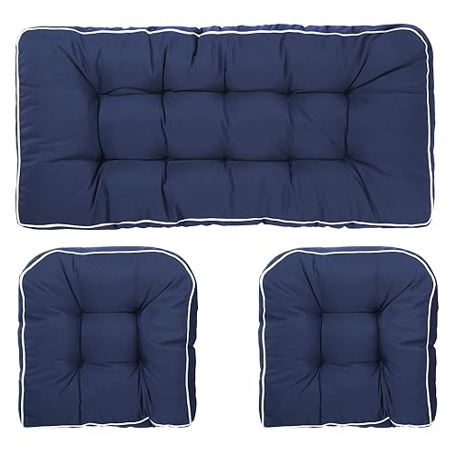 Outdoor 3 Piece Settee Cushion Set, Patio Wicker Cushions 1