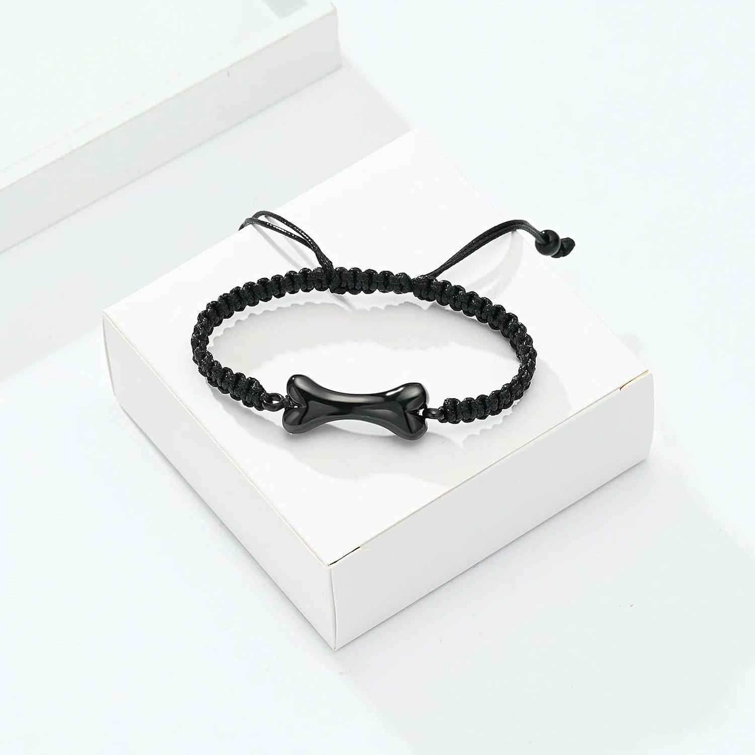 Cremation Bracelet for Pet Ashes Dog Bone Urn Bracelet Stainless Steel Memorial Keepsake Bracelet Jewelry for Men Women-Black