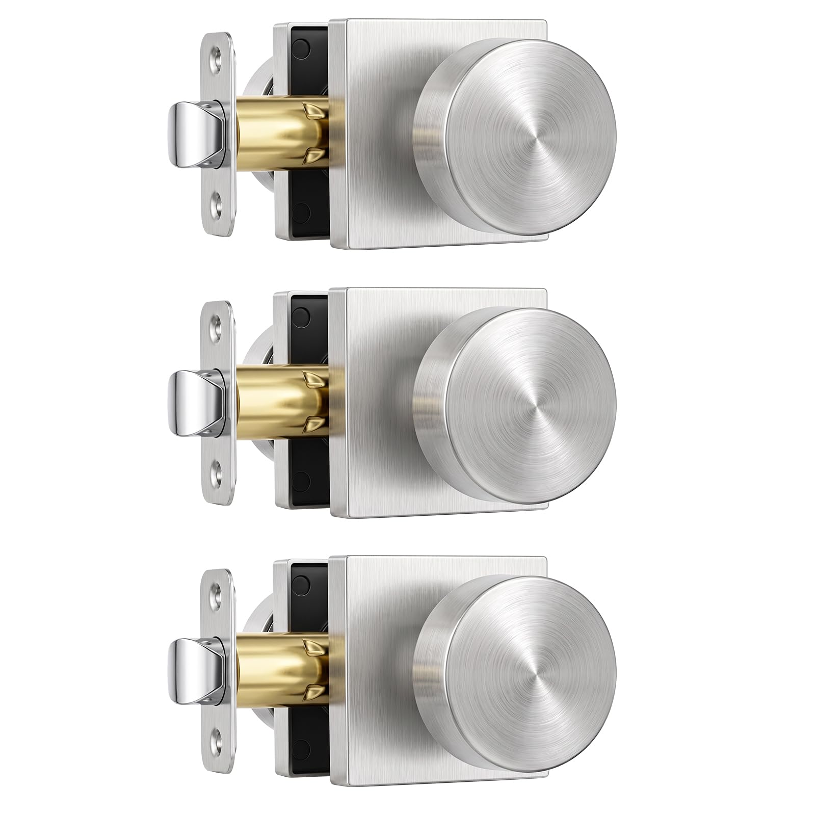 Brushed Gold Door Knobs - 6 Pack Privacy Knobs -24 Brushed Gold Door Knobs - 6 Pack Privacy Knobs -24