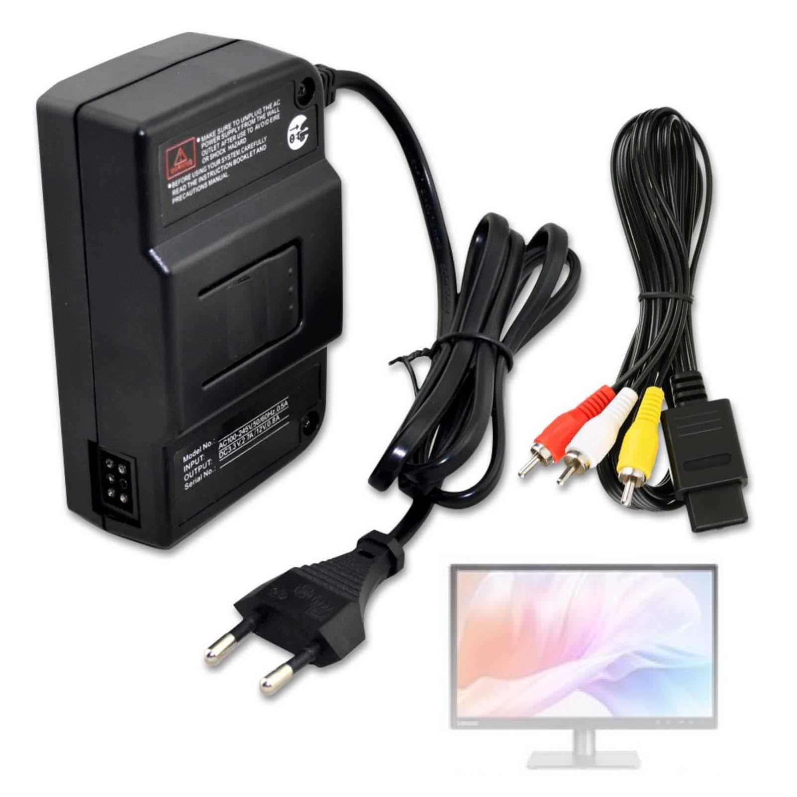 Transformador de Energía N64, Adaptador de CA Fuente de Alimentación Adaptador Convertidor de Video y Audio para Cable de Video AV 100‑240V(EU)