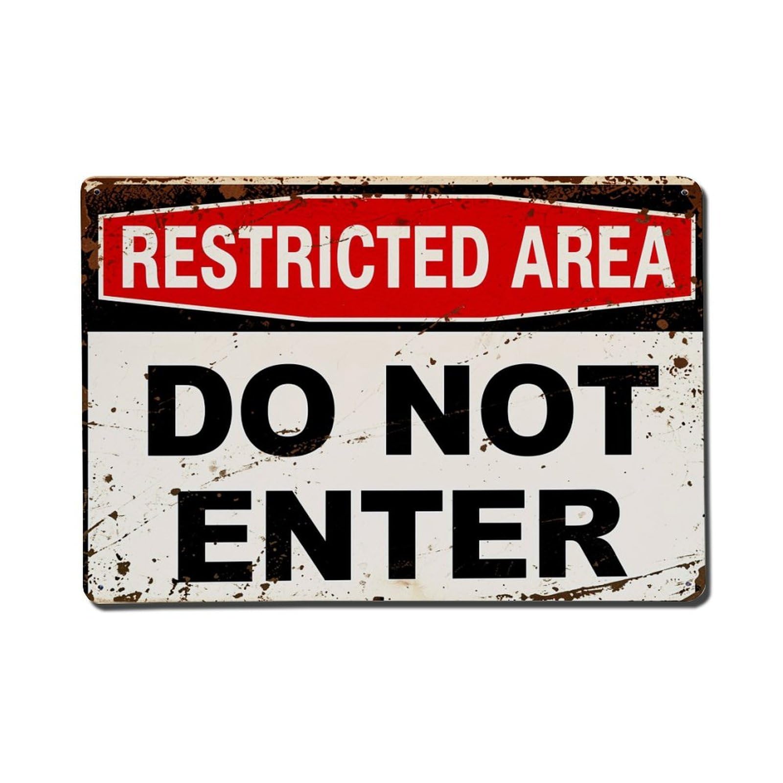 Restricted Area Do Not Enter Retro Metal Tin Sign, Vintage Decor Art Poster for Bar, Home, Man Cave, Kitchen, Laundry Room Gift 8x12Inch