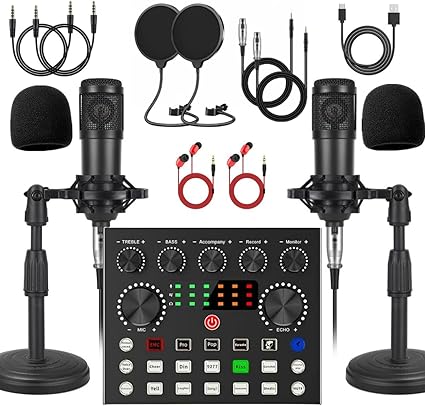 V8s for 2, V8s Voice Changer with BM-800 Podcast Microphone Bundle - Studio Condenser Microphone Perfect for Podcasting, Recording, Singing, Streaming and Gaming