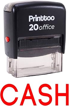 Printtoo Self Inking Rubber Stamp Office Stationary Cash Custom Stamp-Red