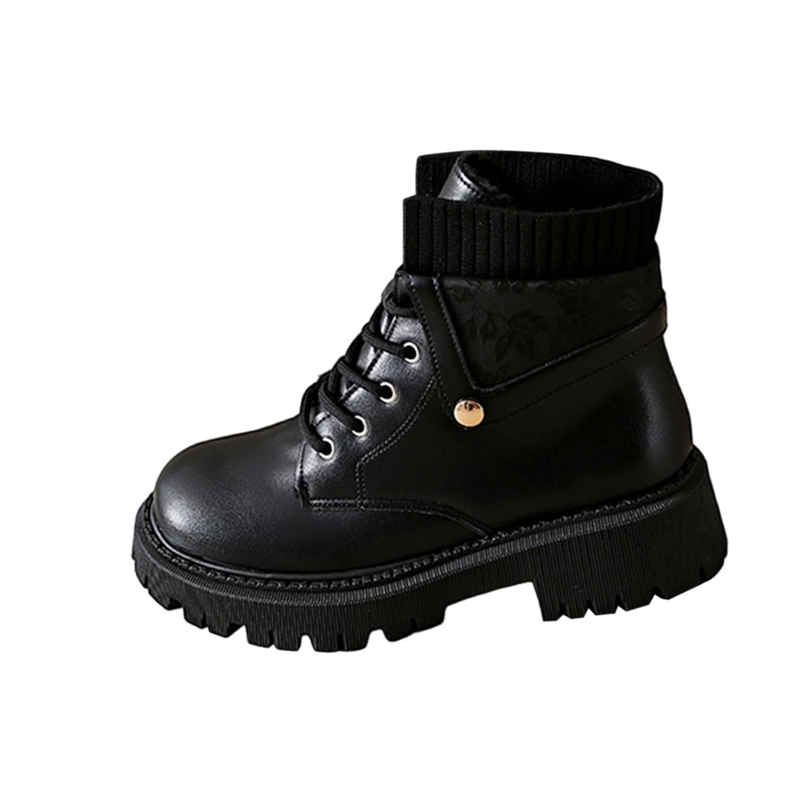 Women Platform Goth Boots Chunky Heel Punk Rave Boots Lace Up Combat Booties Round Toe Boot Shoes Cute