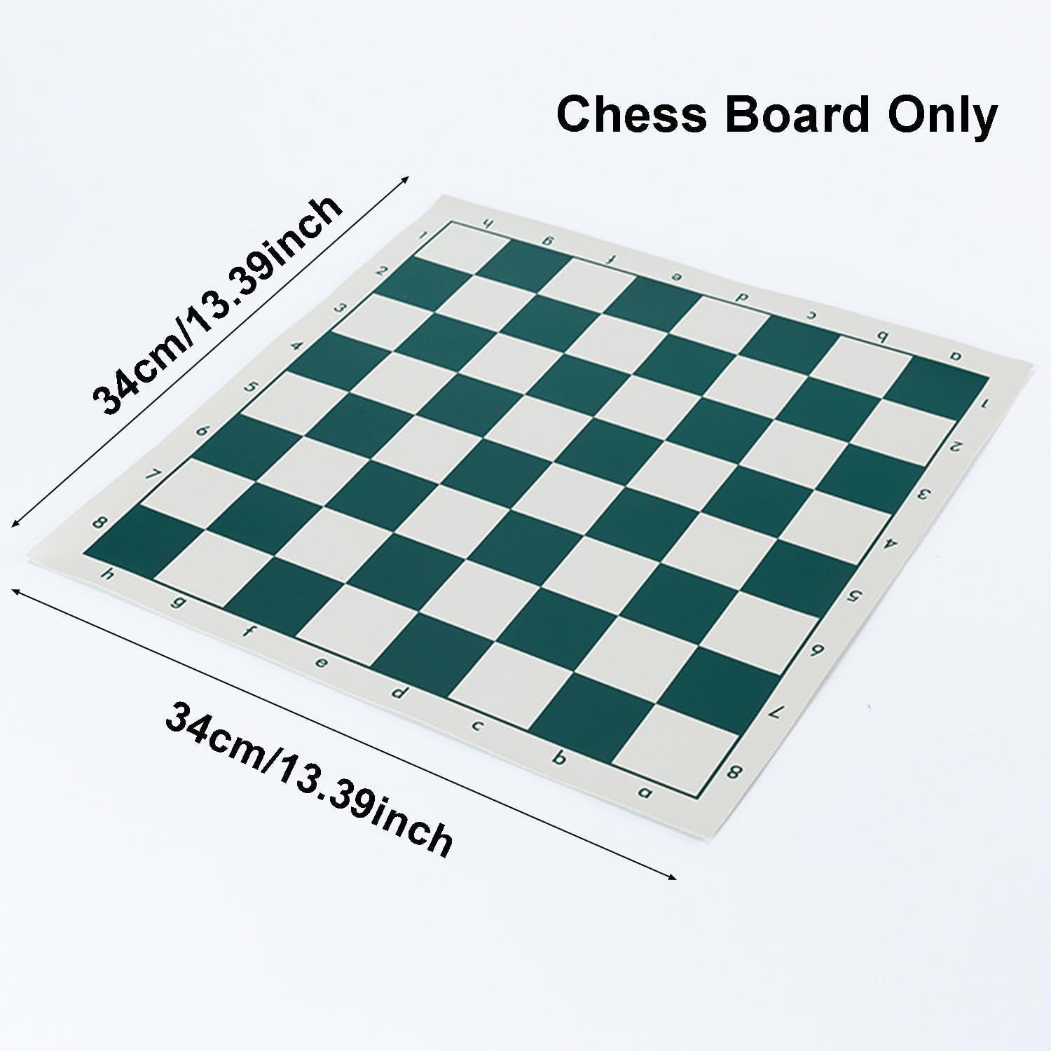 2 Pack Roll-Up Vinyl Chess Board Mat - 34cm Chess Mat for 3-Inch King, Lightweight & Non-Slip Portable Travel Chess Board for Beginner and Kids - No Chess Pieces
