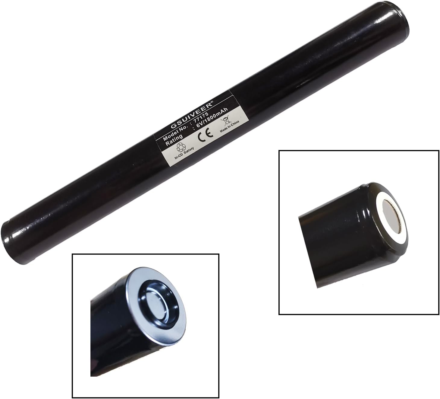 77175 NI-CD 6V 1800mAh Flashlight Battery Compatible with Streamlight 9926J,20175,15X1701, 201701,SL20L, SL-20LP,SL-20XLED SL-20XP-LED, UltraStinger, Superstinger(1 Pack)