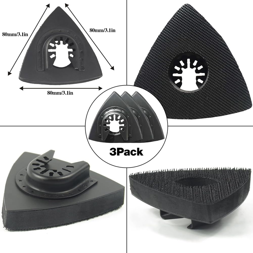 Kit de Patins de Ponçage pour Outils Oscillants de 156 Pièces, Accessoires de Remplacement, 3 Patins de Ponçage Triangulaires et 3 Patins de Ponçage à Doigts, 150 Pièces de Papier de Verre