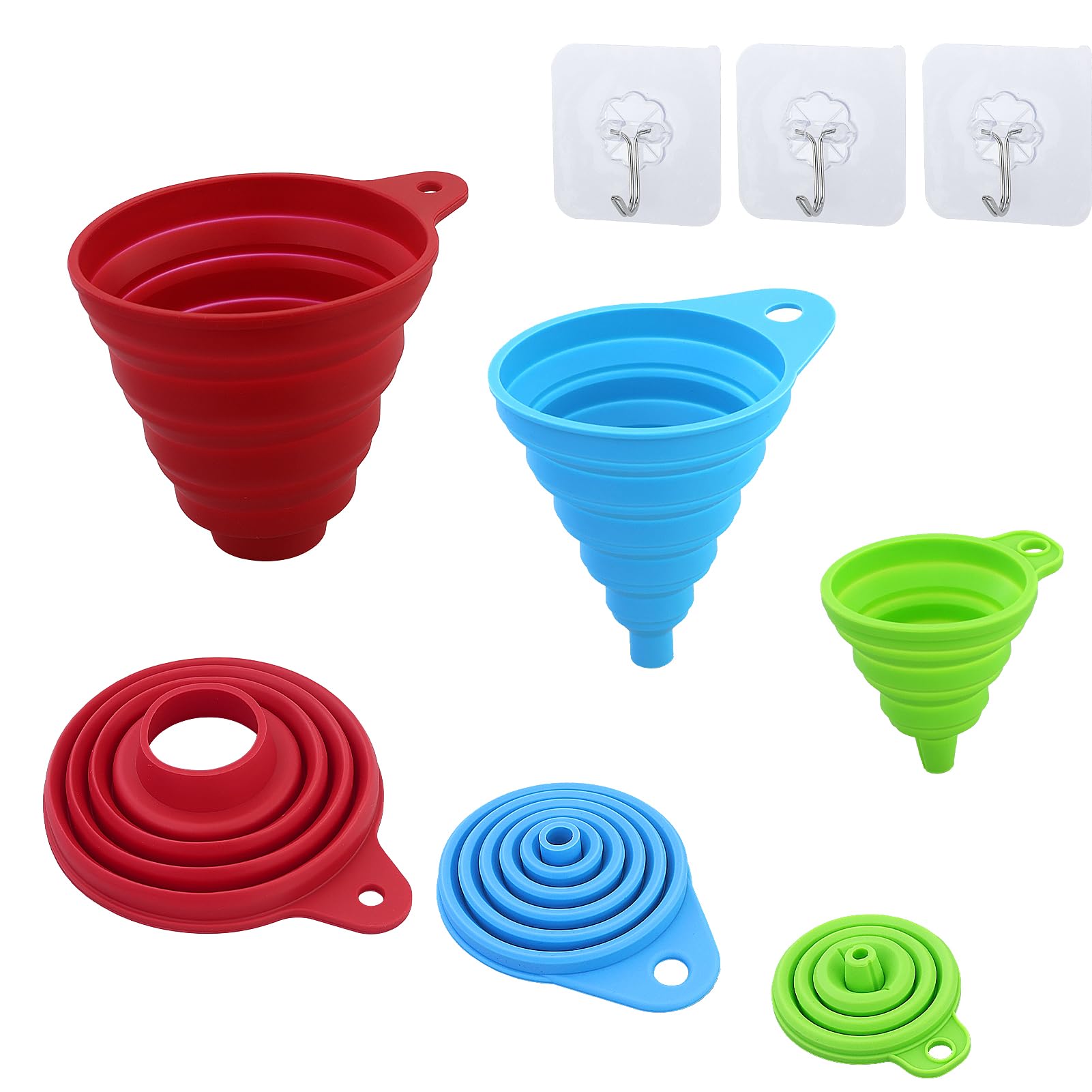 Imbuti Pieghevoli In Silicone Alimentare - Set Da 3 Pezzi (Piccolo, Medio, Grande) - Foto 8