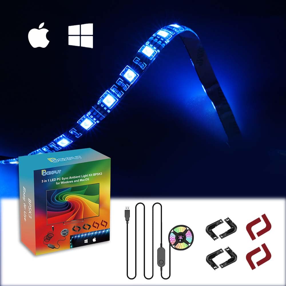 BOXPUT Gaming Lights for PC & Mac - 22-32 inch Monitor Color Sync LED Lights (BPSK3 6.56ft 60 LED)