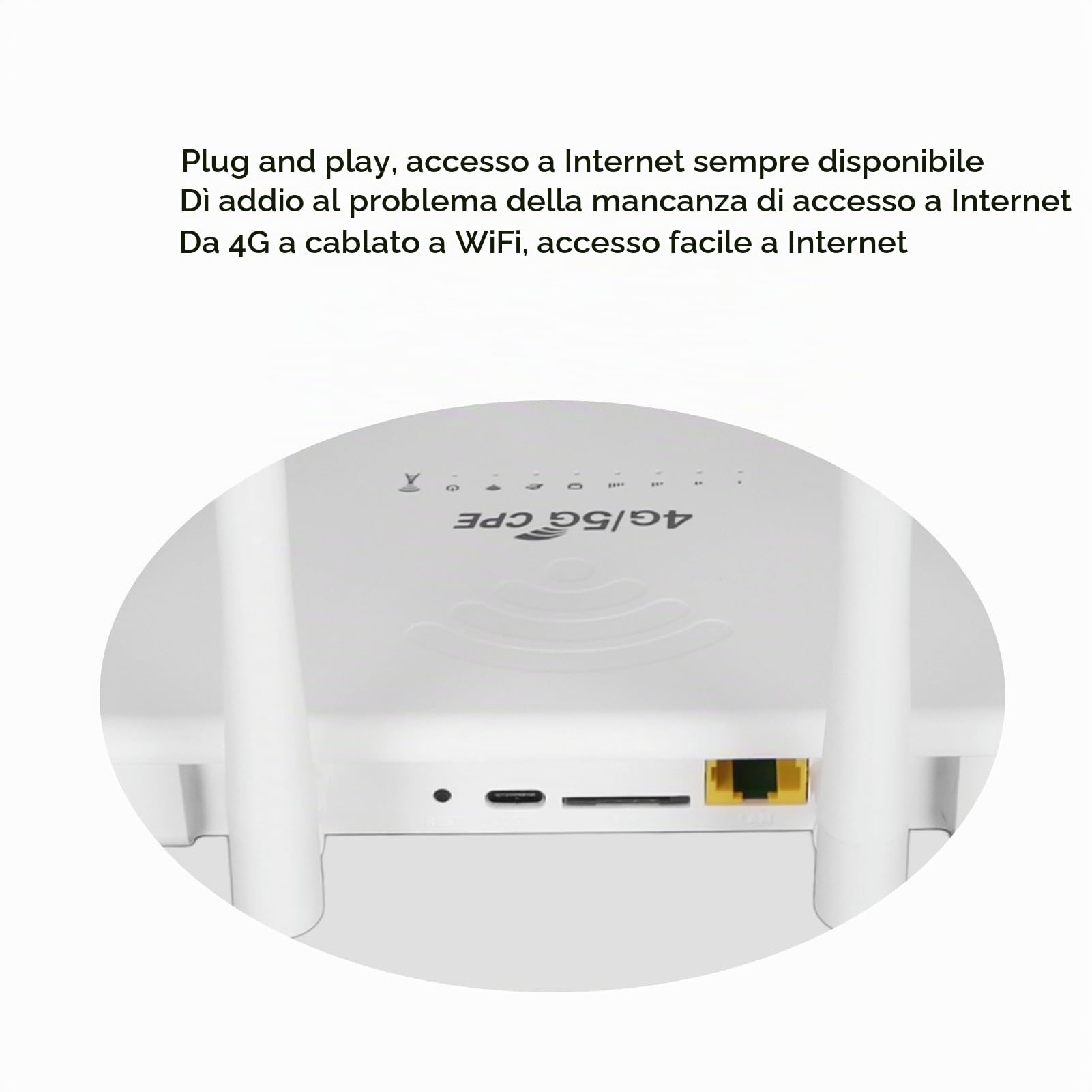 Router Wi-Fi 4G, Modem Router 4G LTE, con Slot per Scheda SIM, Trasmissione Wi-Fi 2.4G a 300Mbps, Fino a 20 Dispositivi, con 4 Antenne Ad Alto Guadagno (5Dbi), per L'Europa
