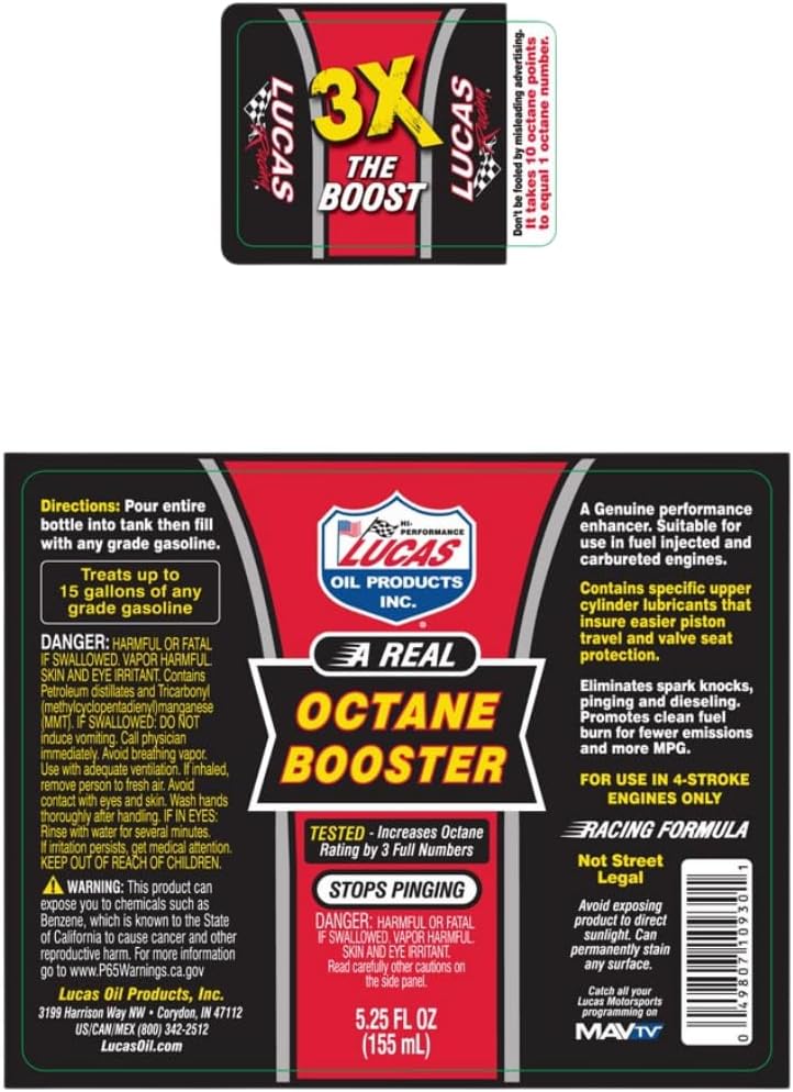 High-Performance Fuel Additive for Turbo & Carbureted Engines 10026-15 oz Octane Booster | 6 Pack