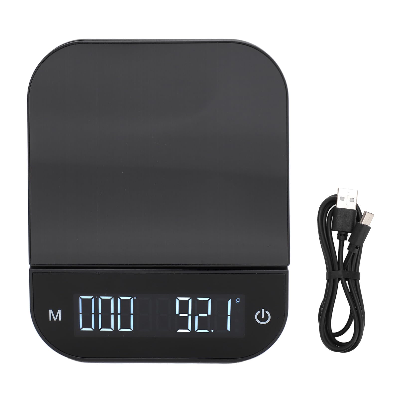 Báscula de cocina Báscula digital para alimentos de 0,1 g a 6,6 lb con pantalla LED Control táctil Función de tara Temporizador Báscula de café ABS para cocinar en casa Hornear