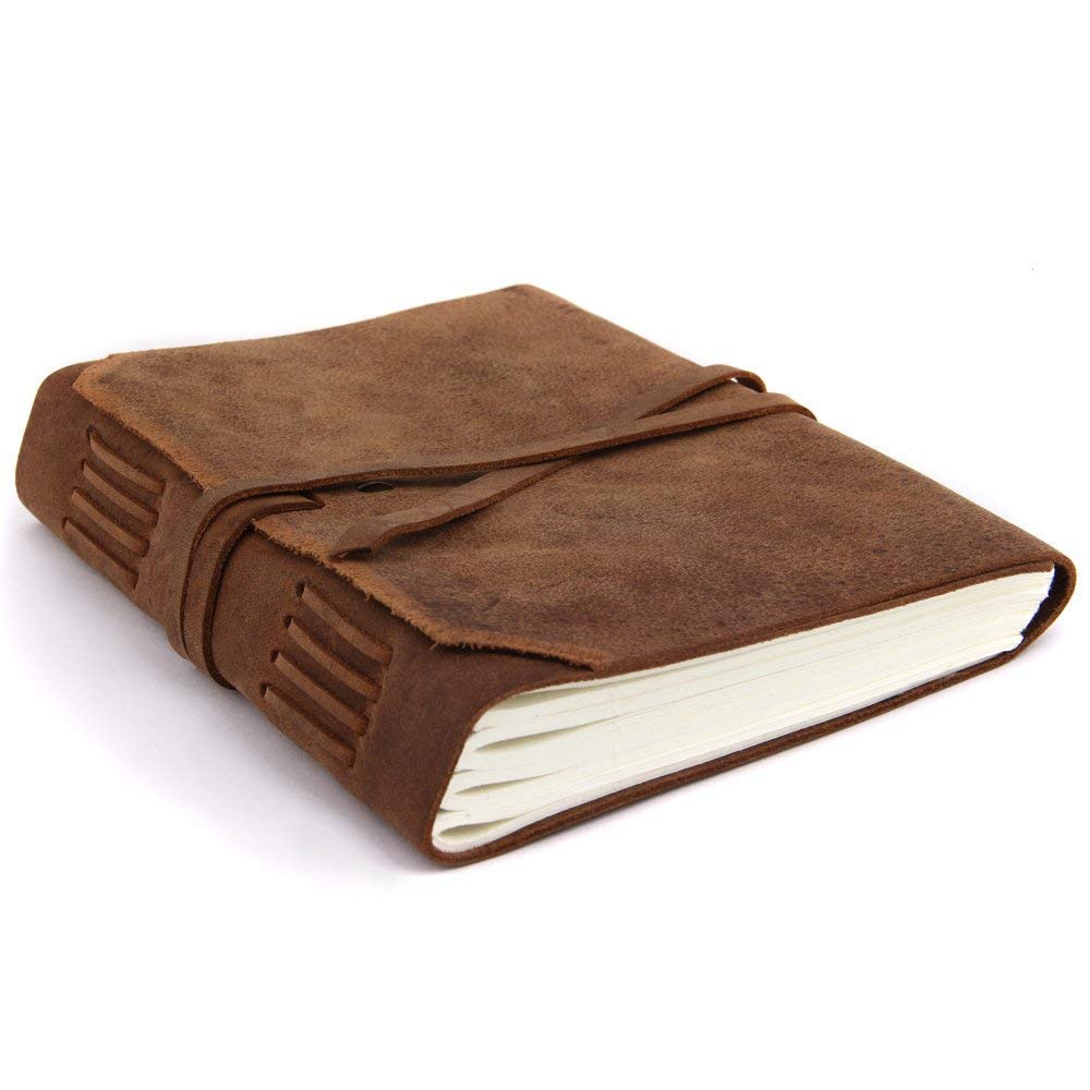 Leather Journal Writing Notebook Antique Handmade Leather Bound Daily Notepad for Men & Women - Unlined Paper Medium Perfect Gift for Art Sketchbook, Travel Diary & Notebooks to Write in
