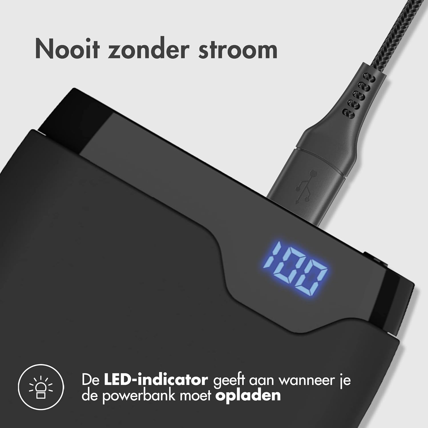 iMoshion Power Bank with LED indicator showing 100% charge