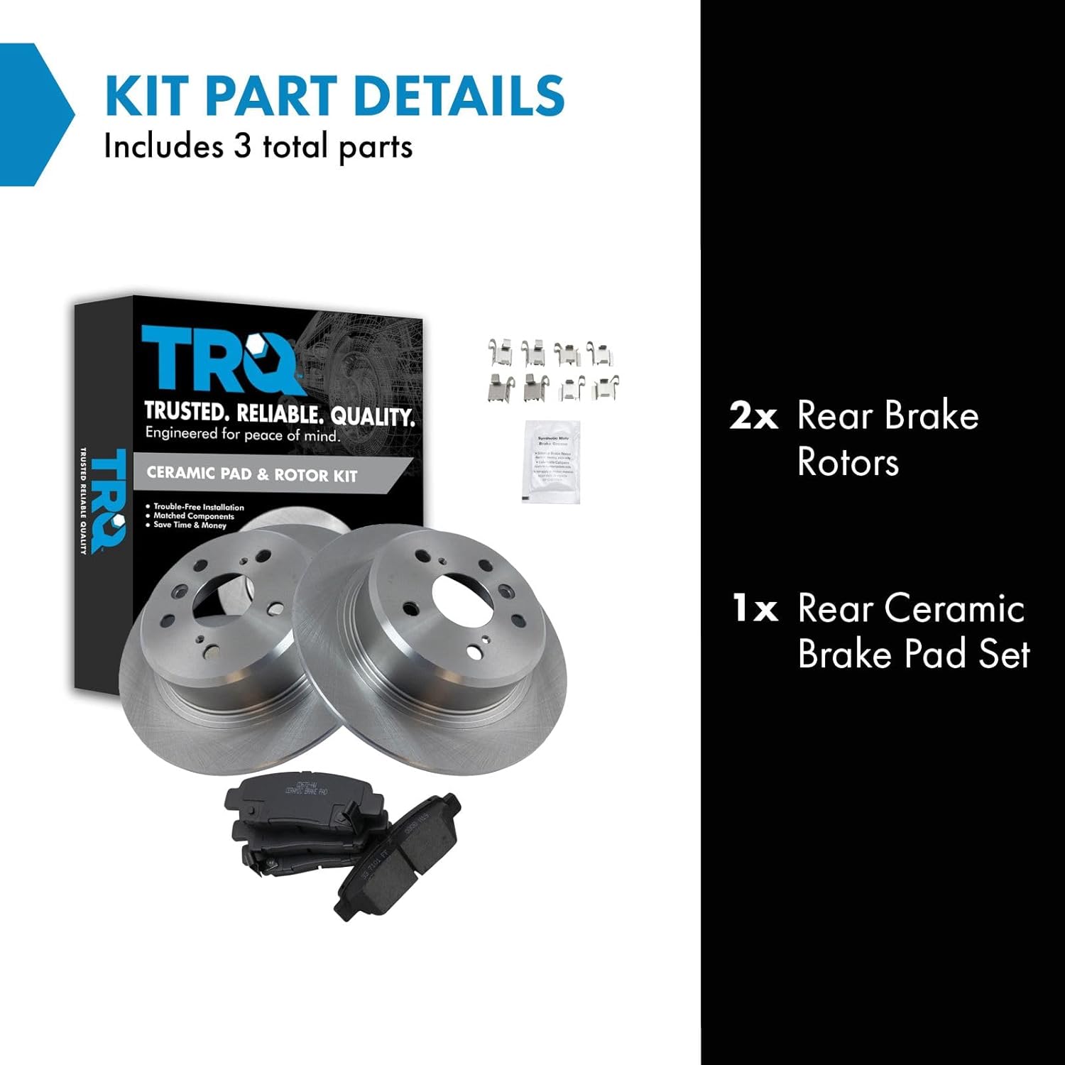 TRQ Rear Ceramic Brake Pad and Rotor Set Compatible with 1995-1999 Toyota Avalon