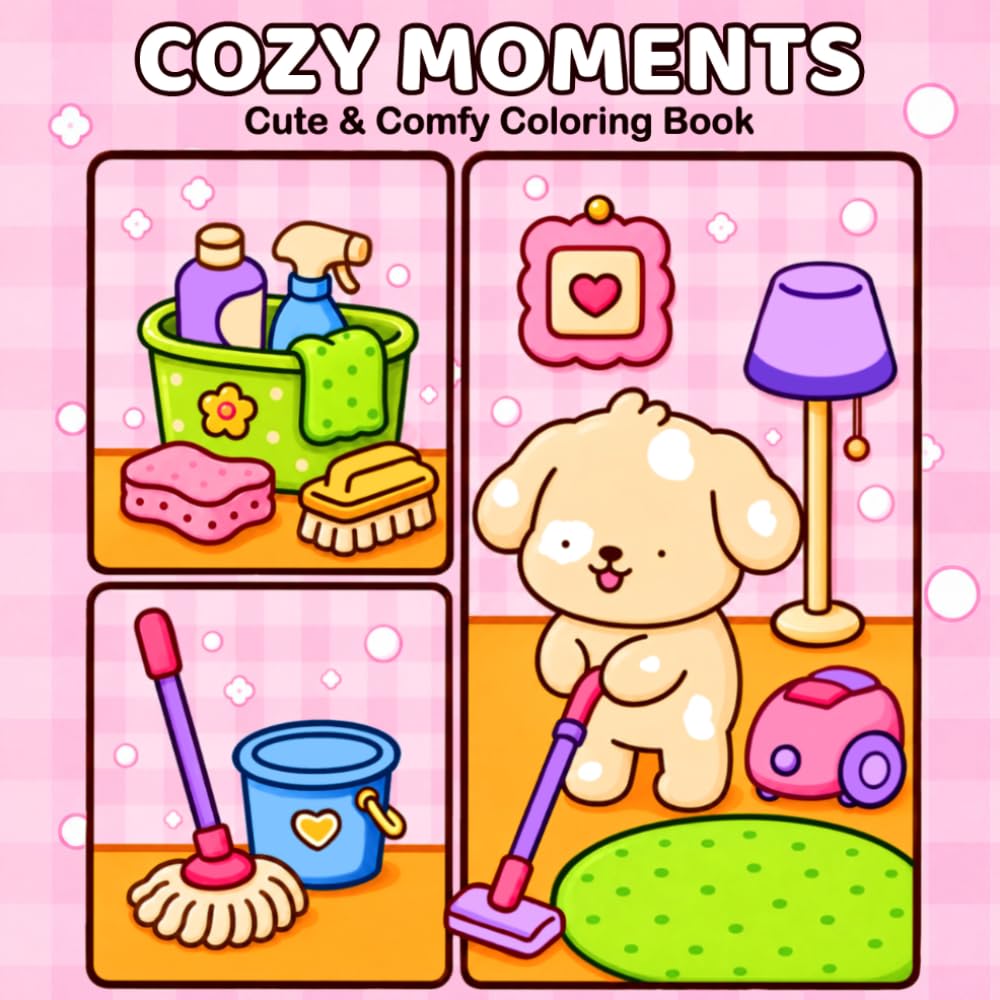 Cozy Moments: Cute and Comfy Coloring Book for Adults and Teens: Bold and Easy Designs for Stress Relief and Relaxation