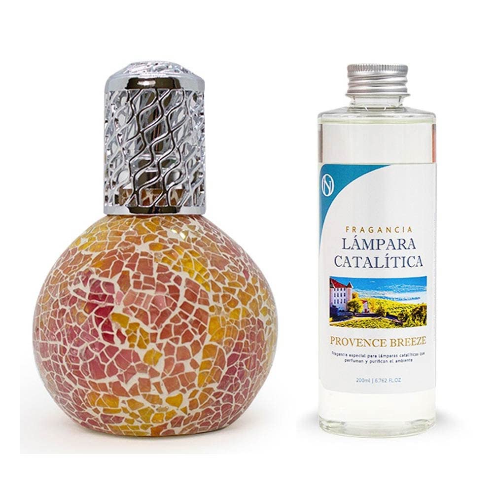 Pack Ahorro Lámpara Catalítica Mosaico Bicolor + Fragancia Aroma Provence Breeze 500ml. Elimina Malos olores e impurezas, perfuma y Limpia.