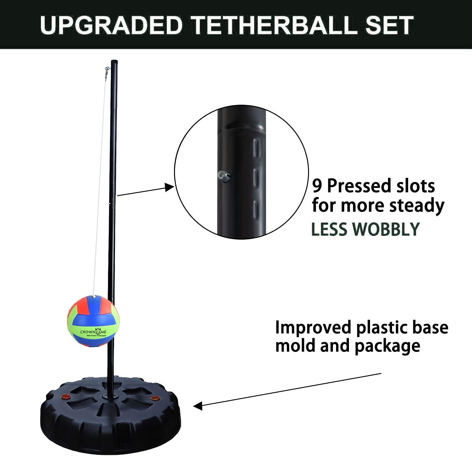 CROWN ME Tetherball Ball and Rope Set- Tetherball Ball with Rope and Carabineer Hoop