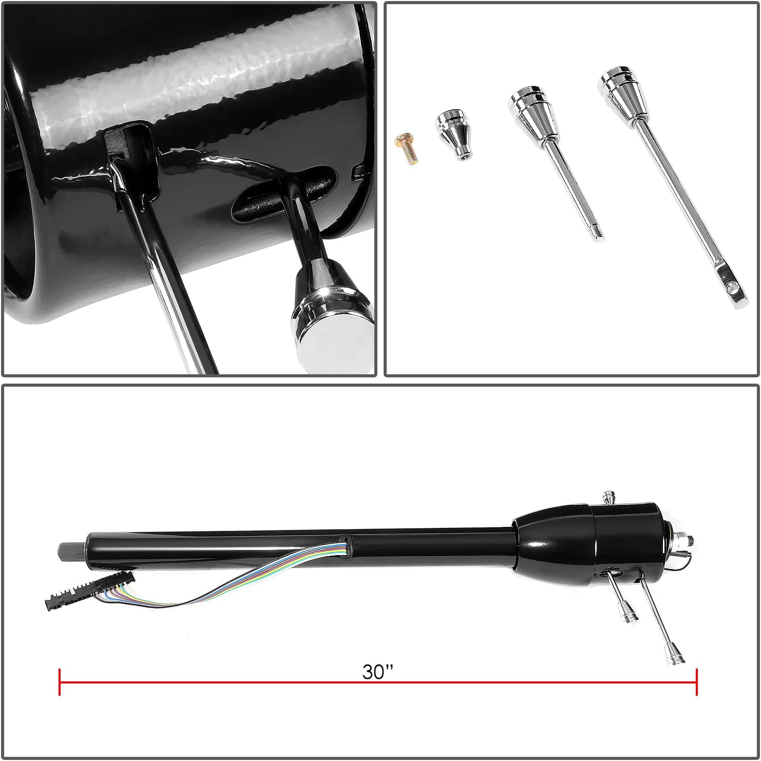 DNA Motoring SC-MT30-BK 30 Inches Hot Rod Tilt MT Manual Floor Shift Steering Column Shifter Compatible with Chevy GM 55-59, Powdercoated Black
