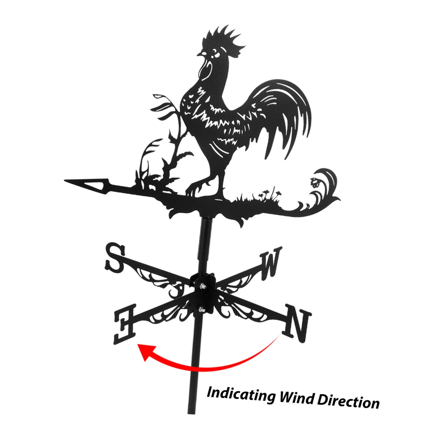 ifundom Retro Wetterfahne aus Eisen mit Windrichtungsanzeiger für Haus und Scheune Leicht zu Montieren Verschleißfest Dekorativer Windmesser Garten Deko Huhn Schwarz
