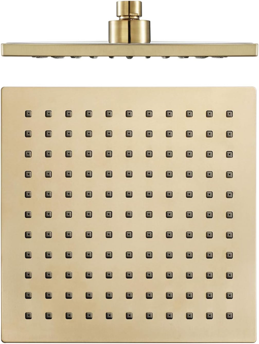 Rain Shower Head Brushed Gold, 8 Inch Square Shower Head, ABS Bath Shower head, High Pressure High Flow Rainfall Shower Heads