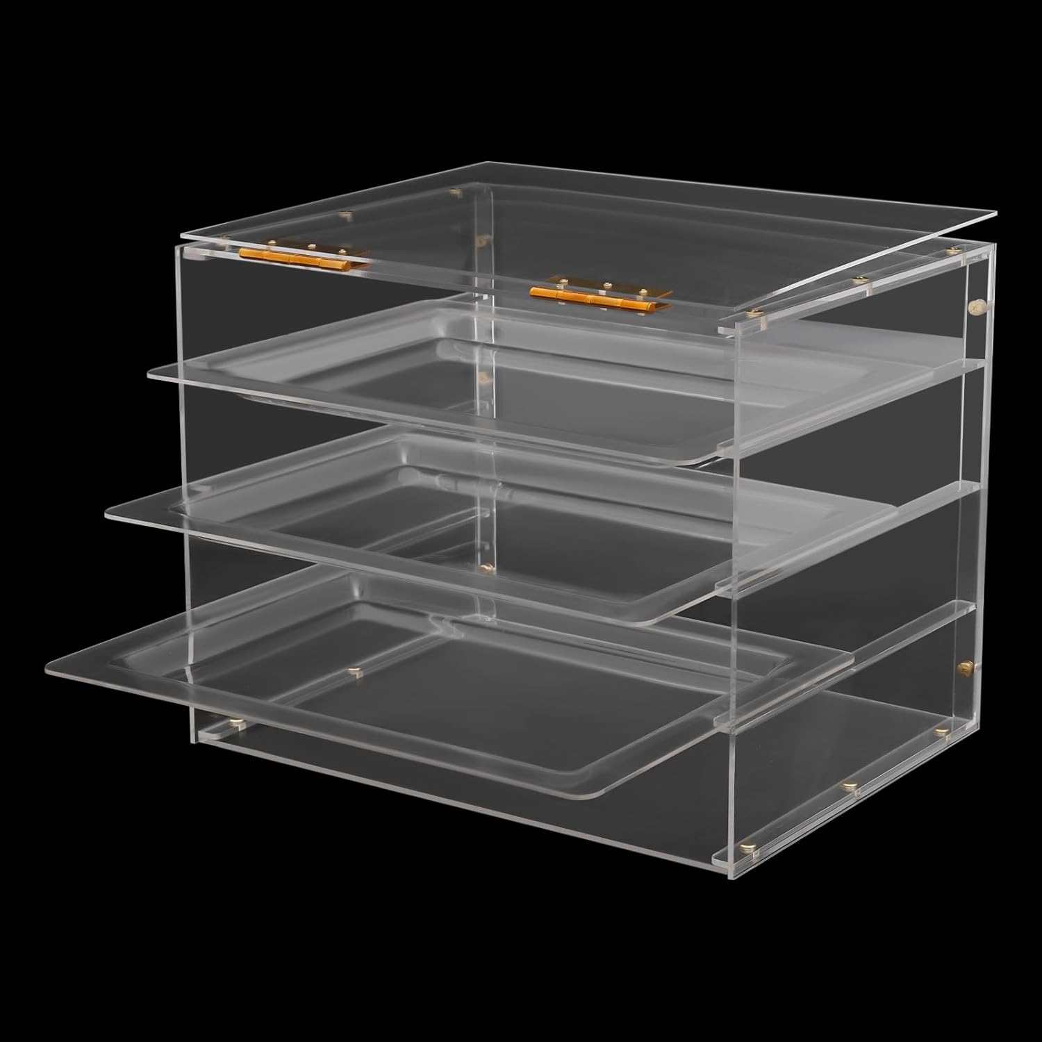 Bakery Display Case, 16" x 12" x 13" Clear Bread Cabinet with 3 Removable Tray, 3 Layers Acrylic Cookie Display Cabinet, for Dessert, Cupcake, Baked Good, Dessert, for Bakery, Cafe