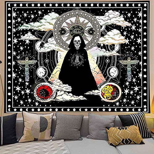 X-Sister Wizard Tarot Tapestry Constellation Sun Iris Tapestry Clouds Stars Butterfly Black And White Decorative Wall Mount Short Plush 80*60 Inches Living Room Bedroom Dormitory Digital Printing Home Decoration Ta2102 #TOP3