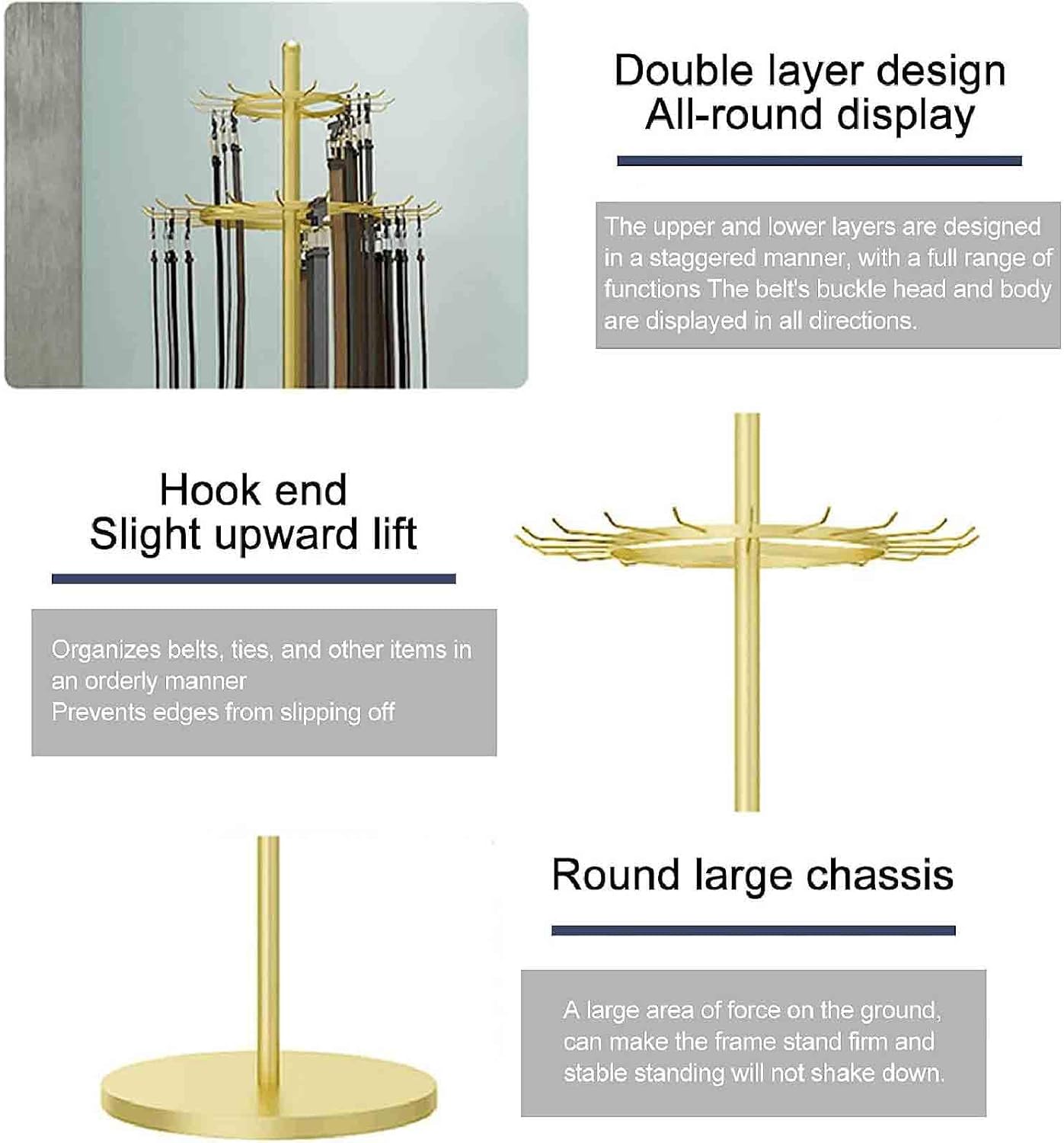 Floor Standing Belt Hanger,Metal Men Closet Display Stand Organizer,Ties Scarf Rack Shawls Purse Shelf for Clothing Bedroom Store Retail Business,Space Saving,Black,150X40X150Cm