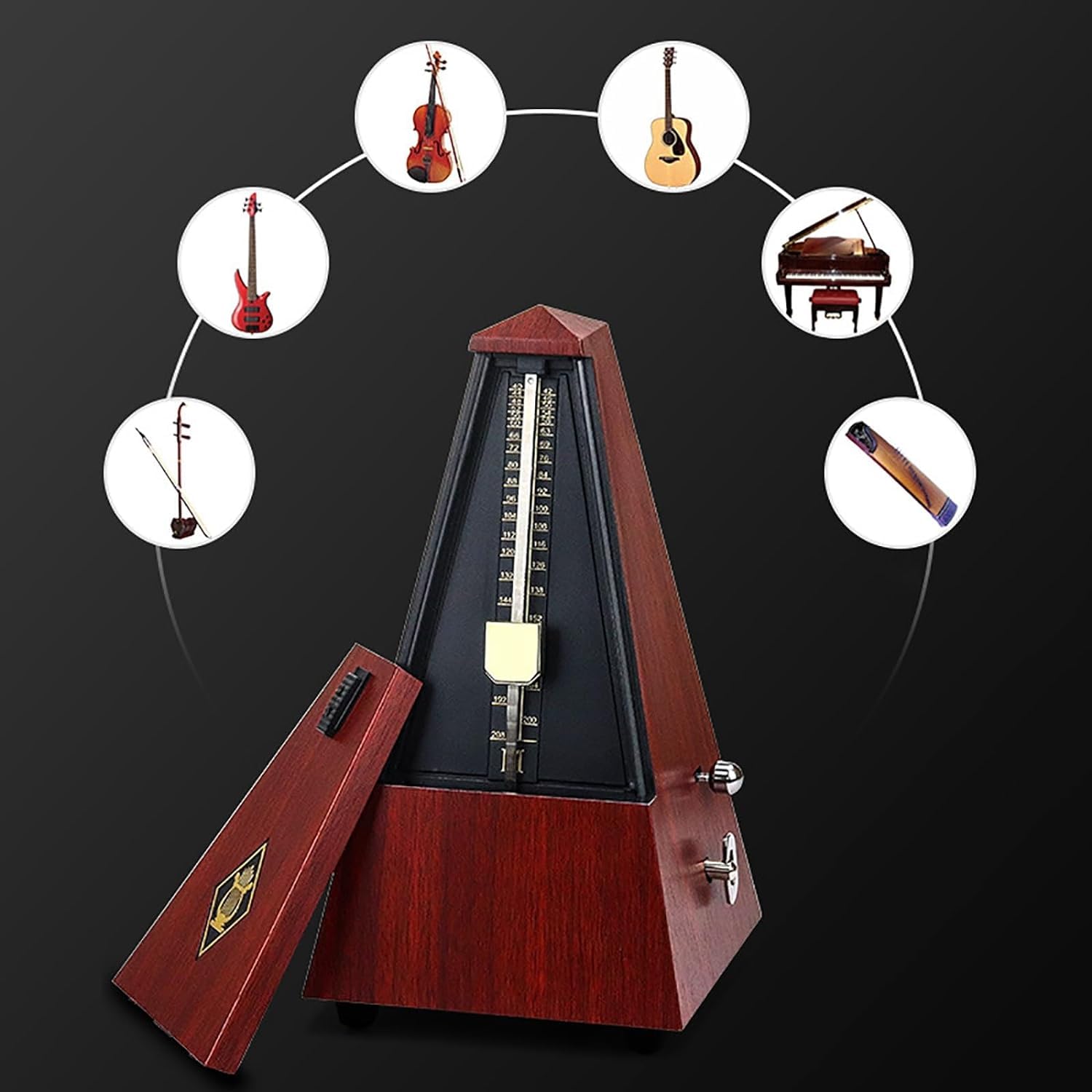 Metrónomo mecánico, Torre de metrónomo Metrónomo mecánico Piano Guitarra Violín Guzheng Universal for guitarra Piano(Color:Rosso)