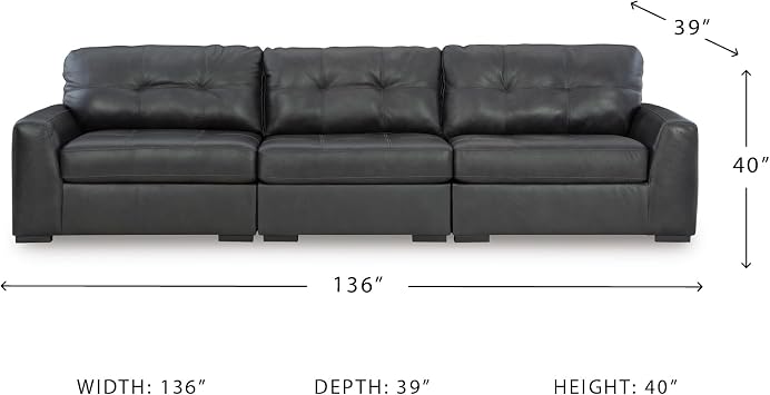 Signature Design by Ashley 3-Piece Leather Modular Sectional Sofa, Fog