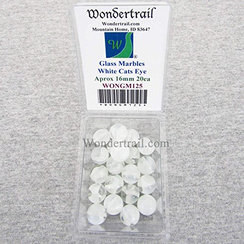 Wondertrail Glacier Slice Cats Eye 16mm Glass Marbles Pack of 20