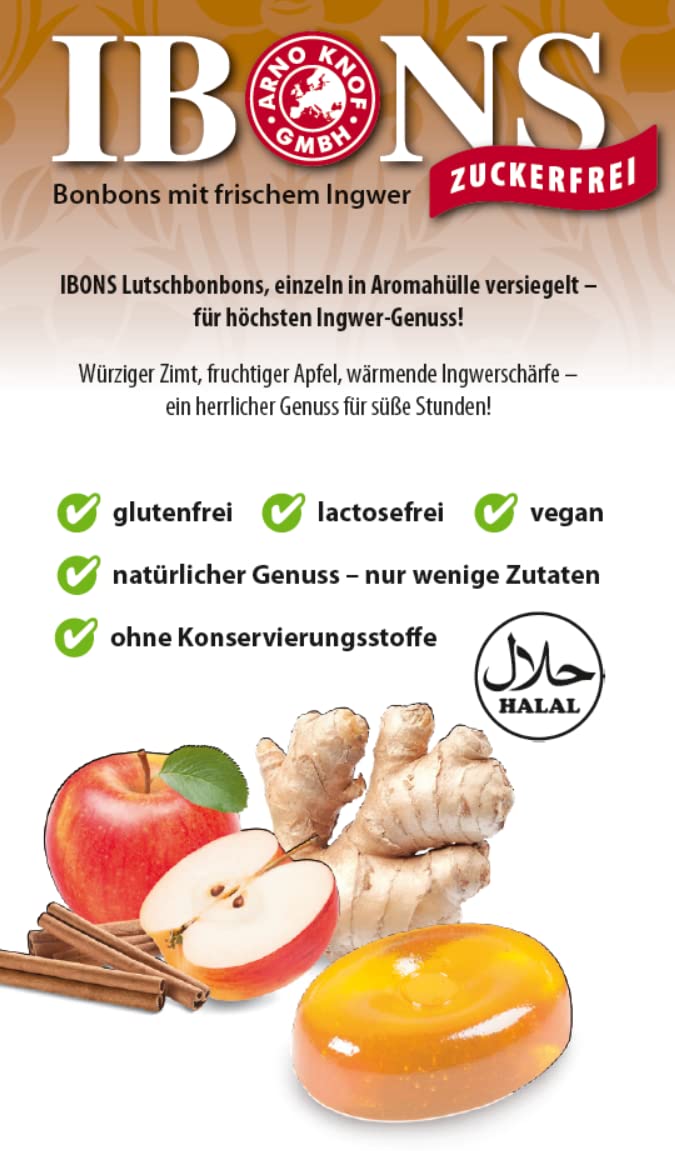 IBONS Lutschbonbons 75g zuckerfrei (Ingwer-Apfel-Zimt)