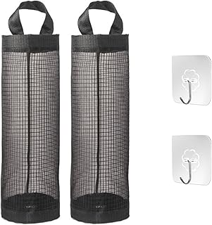 TAFACE 2 piezas de portabolsas de plástico, soporte colgante para bolsa de basura, estante de malla transpirable, bolsa...