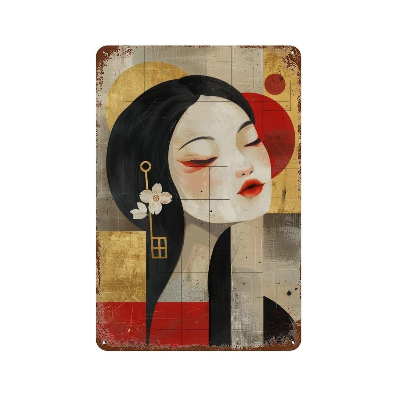 HDURYEYRYY Oriental Geometry 01 Wall Retro Iron Vintage Art Metal Tin Sign Poster Modern Home Cofffee Club Art Bar Shop Decor Style 30x20cm