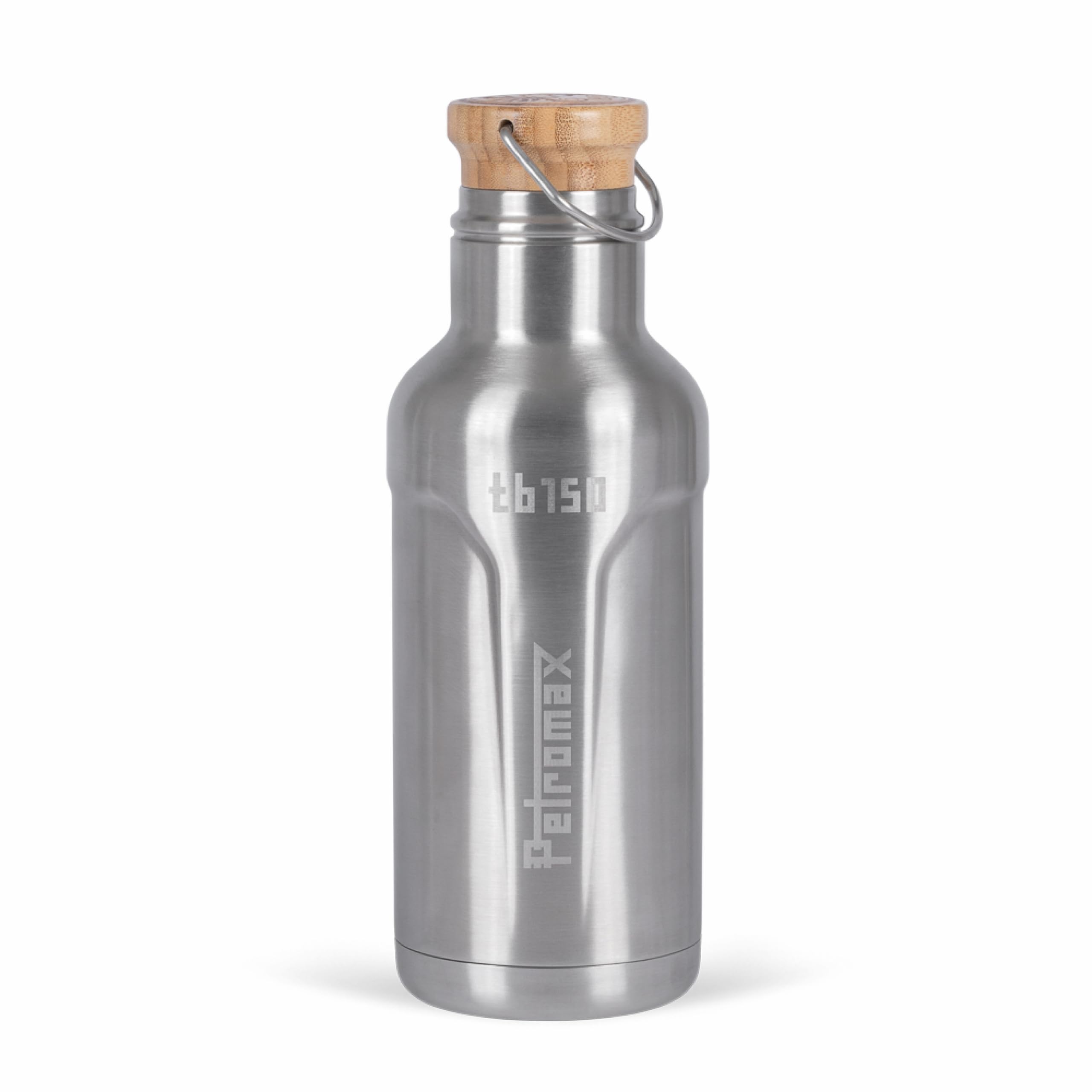Petromax Isolierflasche 1,5L - Edelstahl Vakuumflasche für Outdoor & | BPA-freie Thermoskanne mit Bambusdeckel, hält 22h warm & 94h kalt, robuster Edelstahl für unterwegs, geschmacksneutral